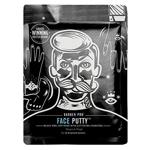 Barber pro face putty nero peel-off mask for men bustine con applicazioni di carbone attivo (6/3)