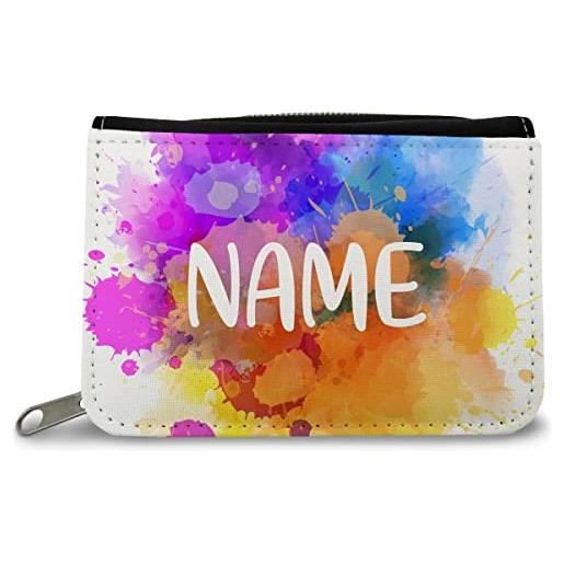 GRAVURZEILE portafoglio stampato - color splash design - personalizzato con nome - regalo per bambini e adolescenti per monete - per ragazzi e ragazze studenti per il compleanno scolastico, color