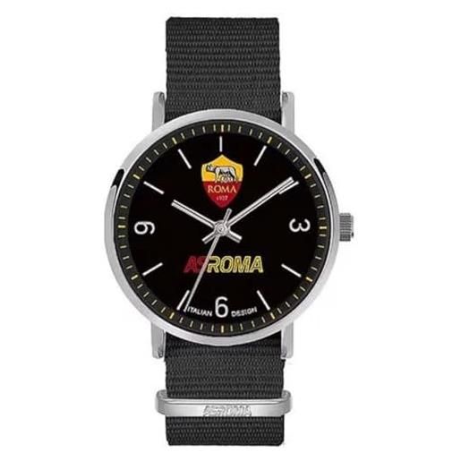 PRESTIGE & DELUXE orologio da polso lowell tidy roma cinturino in tessuto - quadrante 39 mm nero in confezione + portachiave calcio