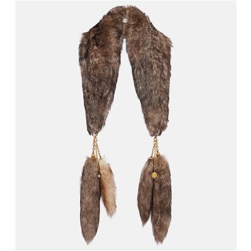 Chloe chloã© sciarpa treasure tails in shearling con cristalli