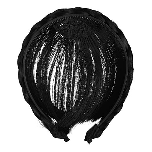 SHERCHPRY fascia con frangetta sintetica per donne extension frontali nero naturale comfort e stile per ogni occasione