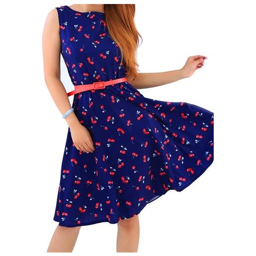 EFOFEI donne abiti vintage al ginocchio abito floreale sciolto plus size prendisole senza maniche ciliegia xl