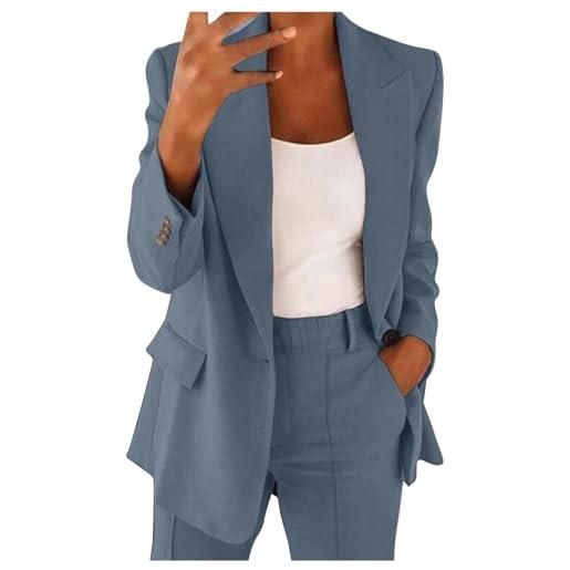 MJGkhiy tailleur da donna elegante pantalone e giacca curvy completo blazer a maniche lunghe lavoro due pezzi set slim fit cerimonia tuta ufficio business casual completi autunno primaverile