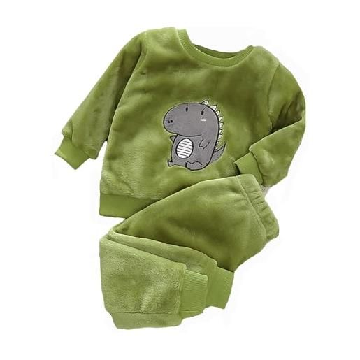 Generic pigiama per bambini ispessito ragazzini autunno e inverno in pile peloso ragazzi e ragazze in velluto corallo ragazze set di abbigliamento per la casa per bambini pantaloni larghi ragazza 12 anni