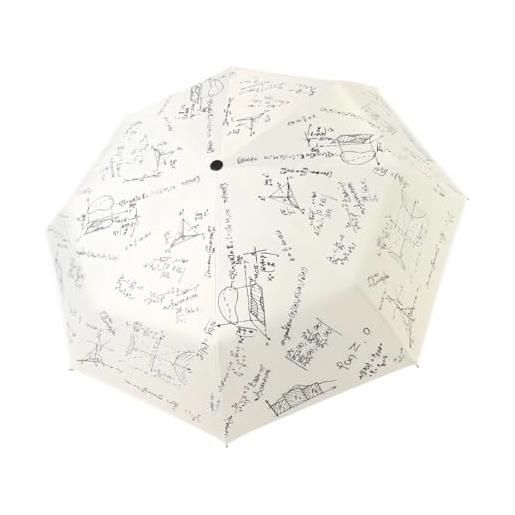 ZENRUIMING ombrello creativo con funzione matematica, ombrello pieghevole a doppio uso, protezione solare e protezione uv, ombrello automatico portatile, bianco