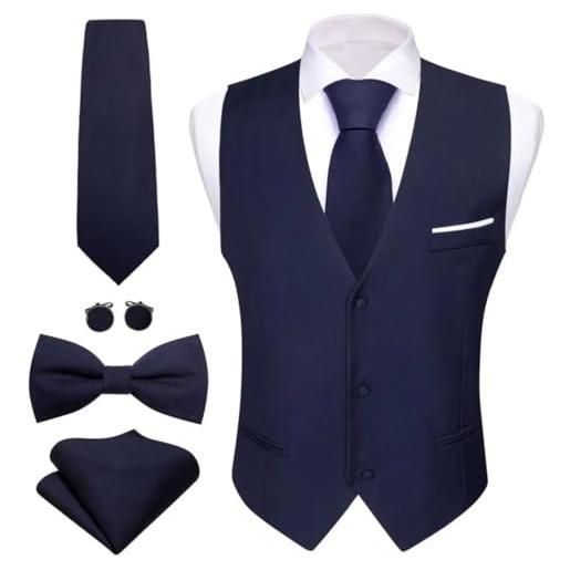 Generic gilet per gli uomini solido raso gilet cravatta papillon fazzoletto set giacca senza maniche matrimonio formale maschile suit, 2431, xl