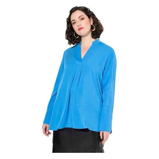 Ulla Popken tunica dal taglio svasato con collo alto, scollo a v e maniche lunghe blu reale 42+ 830655760-42+