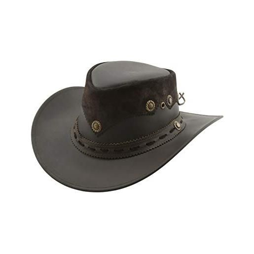 Black Jungle pentland cappello in pelle, cappello occidentale, cappello australia, cappello da cowboy (marrone, xl)