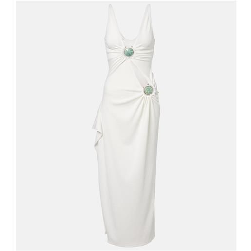 Christopher Esber abito lungo in jersey con decorazioni mineral stone