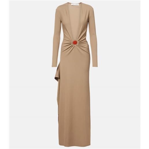 Christopher Esber abito lungo in jersey con decorazioni mineral stone