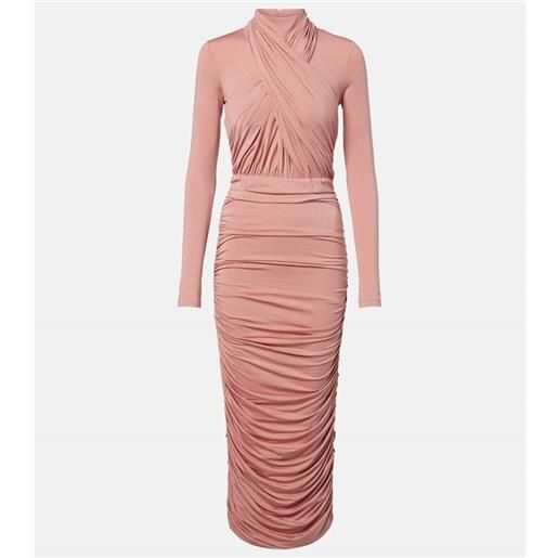 Balmain abito midi in jersey con ruches