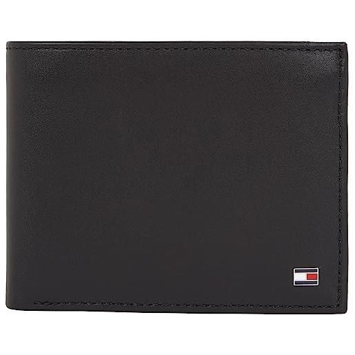 Tommy Hilfiger uomo portafoglio eton trifold con scomparto monete, nero (black), taglia unica