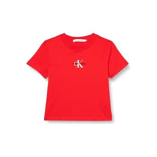 Calvin Klein jeans t-shirt maniche corte donna monologo baby scollo rotondo, rosso (fiery red), xxs
