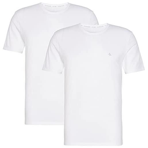 Calvin Klein t-shirt uomo 2 pack s/s crew neck 2 pk con scollo rotondo, bianco (white), m