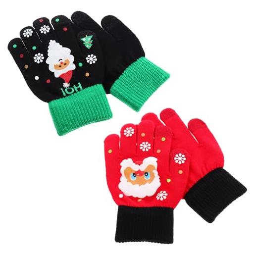 DEARMAMY guanti termici per bambini guanti natalizi lavorati a maglia dita intere touch screen