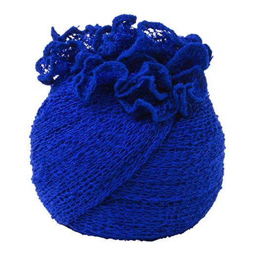 Controcorrente vialescarpe - il ponchetto cobalto - maxi scialle in tessuto rayon, morbido, semitrasparente dalla texture leggera e retata. Bordi ondulati. Donna. Blu. Tg. Uni