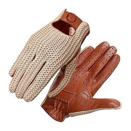 Generic sibomtex - guanti da uomo in pelle lavorata a maglia, per touch screen, per uso quotidiano in moto e guida