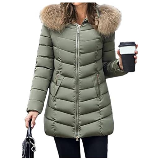 shownicer giacca donna corta invernale cappotto piumino pelliccia cappuccio giacche cappotto cappuccio lungo taglie forti da donna sportiva elegante army green m