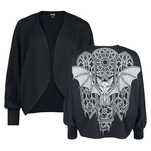 Gothicana by EMP donna cardigan nero con maniche a pipistrello xs-m