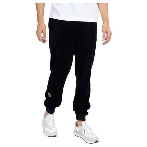 Sergio Tacchini uomo pantaloni da jogging court velour track, black, l
