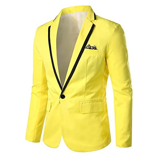 Dressnu giacche da uomo risvolto vestito casual vestito giacca, giallo, l