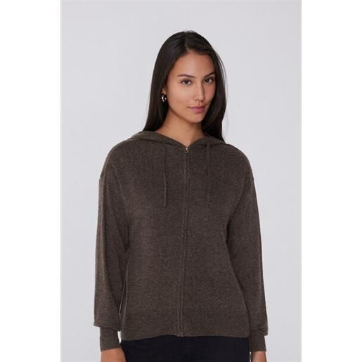 Tezenis maglia modello felpa con zip e cappuccio con lana donna marrone