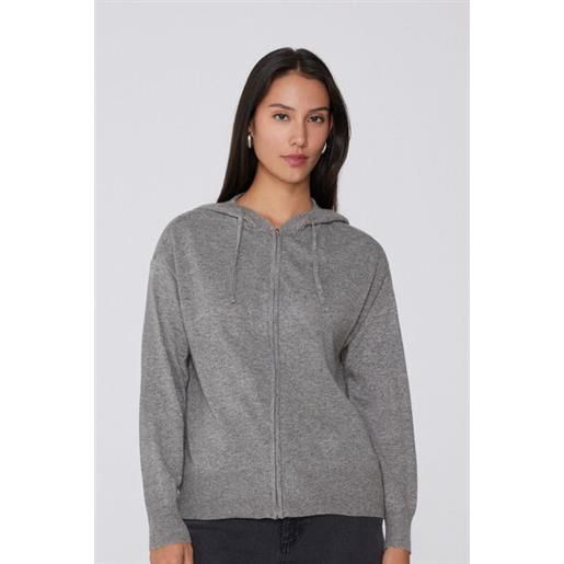 Tezenis maglia modello felpa con zip e cappuccio con lana donna grigio