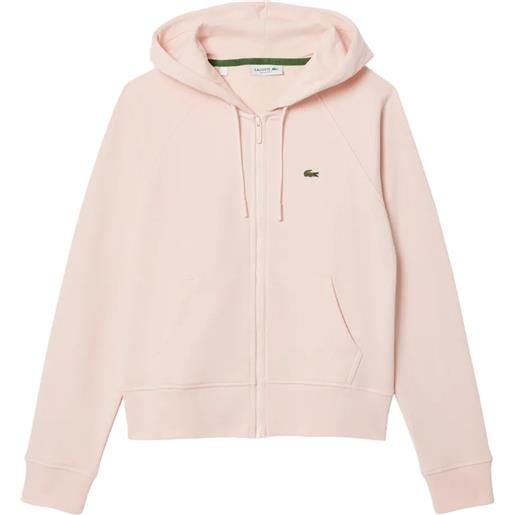 Lacoste felpa Lacoste da donna con cappuccio e zip in felpa di cotone organico rosa