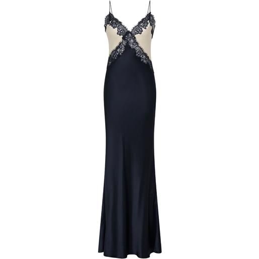 Rebecca Vallance abito lungo aumoe con pizzo - blu
