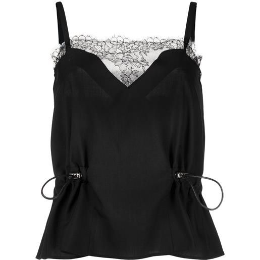 sacai canotta con coulisse - nero