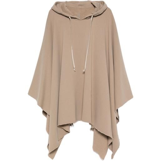 Rick Owens DRKSHDW poncho con cappuccio - toni neutri