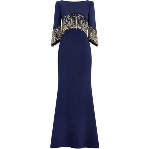 Jenny Packham abito lungo electricia con decorazione - blu
