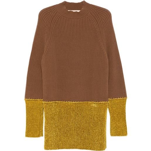 Marni maglione a coste con design color-block - marrone