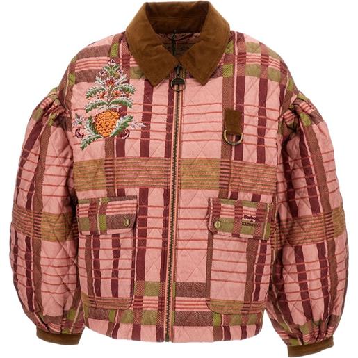 Barbour x farm rio giacca ana clara trapuntata con maniche a palloncino - rosa