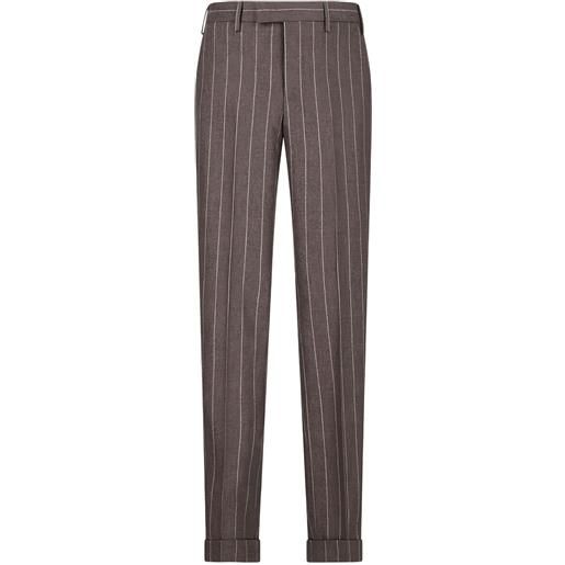 PT Torino pantaloni gessati con piega - marrone