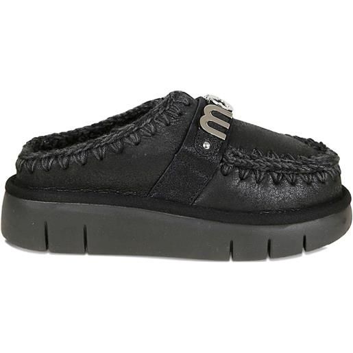 Mou mules con logo - nero