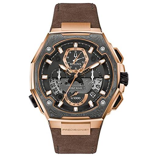 Bulova orologio cronografo al quarzo uomini con cinturino in pelle 98b356