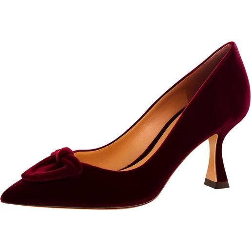 FRANCESCO SACCO  décolleté in velluto bordeaux con dettaglio geometrico