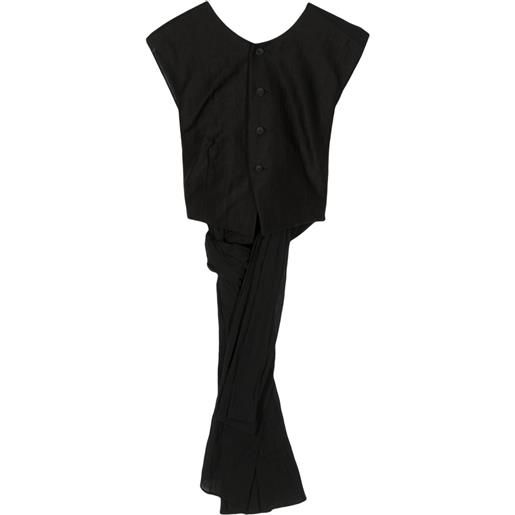 Yohji Yamamoto canotta con dettaglio a nodo - nero