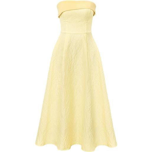 POST MERIDIEM abito midi jacquard con inserto in raso - giallo