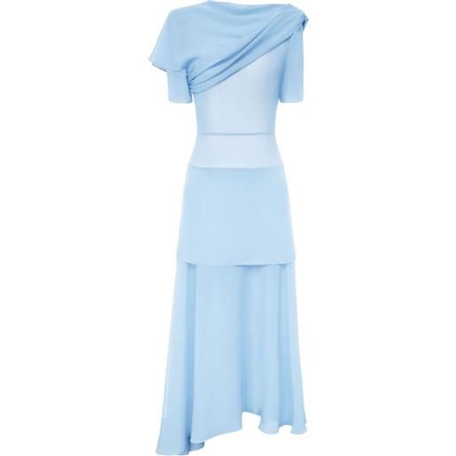 POST MERIDIEM abito midi asimmetrico con ruches - blu