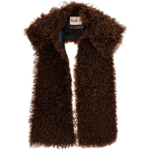 Plan C stola in shearling - marrone