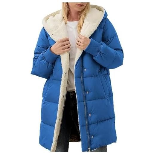 Generic cappotto invernale da donna - giacca imbottita con cappuccio tinta unita, abbigliamento casual foderato in pile, capispalla spesso caldo