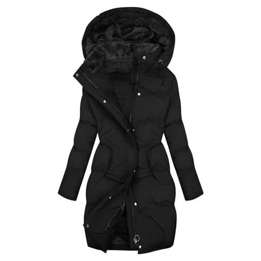 Generico piumino 100 grammi donna cappotto donna invernale caldo cappotto con cappuccio spessa giacca trapuntata lungo autunno invernali giubbotto casual giacca parka trapuntata con zip e tasche
