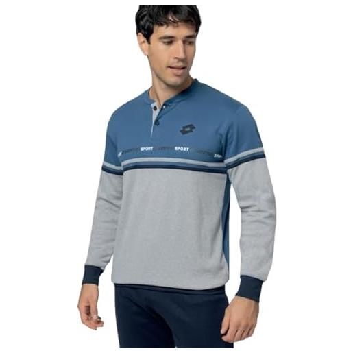 Lotto pigiama uomo lungo in caldo cotone lp2127 (it, testo, m, regular, regular, standard, grigio)