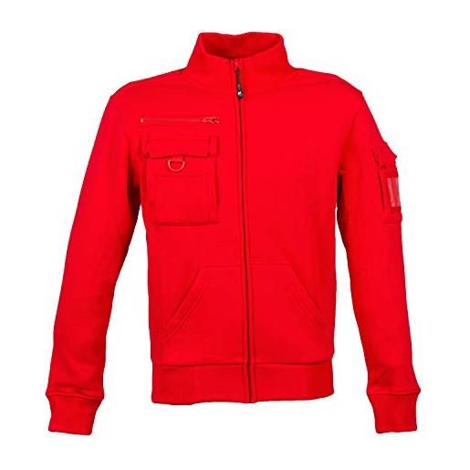 JRC 993974 new italy man felpa da uomo con collo a lupetto chiusura zip misto cotone poliestere tasca portapenna portabadge rosso (l)