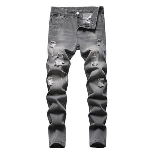 Generisch jeans da ragazzo skinny fit, strappati, alla moda, per bambini, grigio. , 14-16 anni