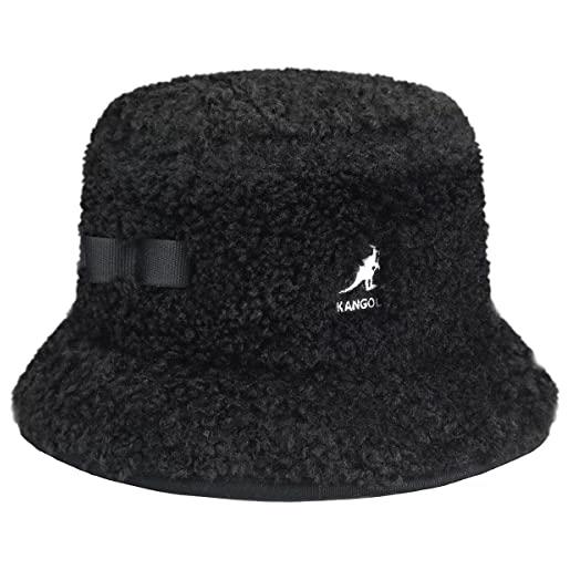 Kangol - cappello alla pescatora ripiegabile faux shearling utility bucket - size l - noir