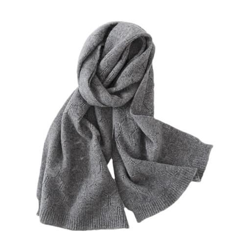 Hgvcfcv scialle avvolge per le donne openwork sciarpa di lana femminile sottile caldo maglia solido spalla pad collo sciarpa, grigio, taglia unica