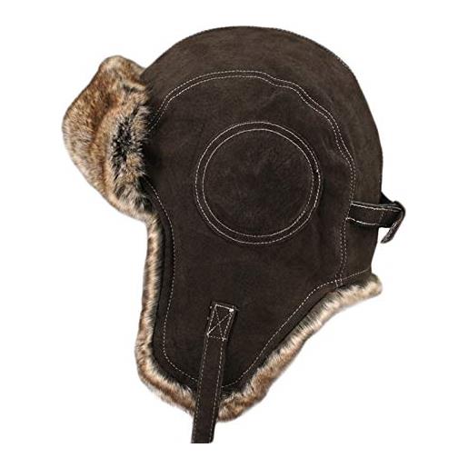 Insun unisex cappello da aviatore vera pelle berretto antivento invernale cappelli di earflap per uomini e donne marrone m